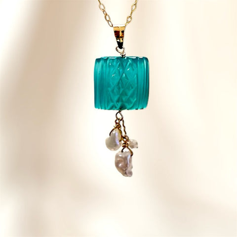 Lumière green onyx/pearl