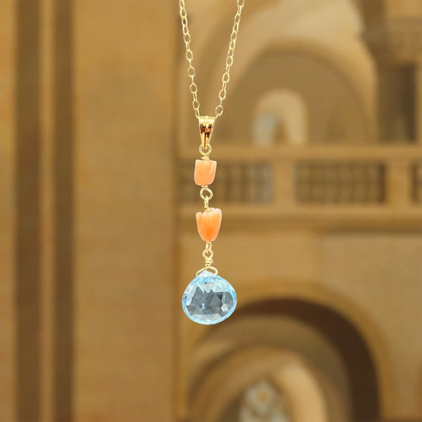 【Lumière】blue topaz/coral