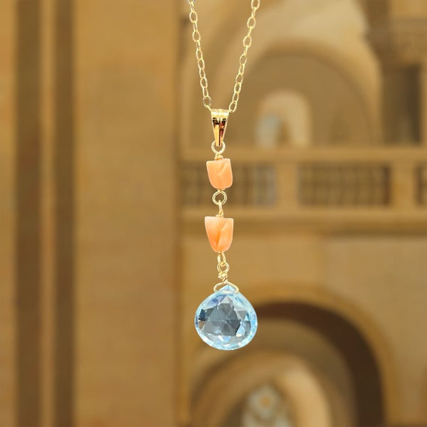 【Lumière】blue topaz/coral